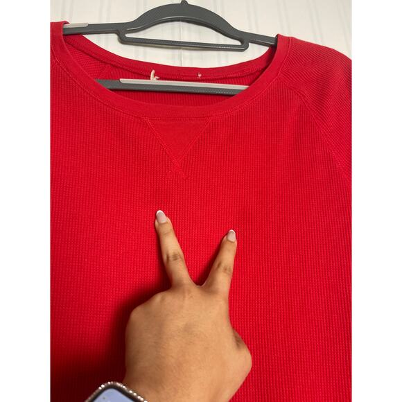 Faded Glory VTG Y2K Thermal Waffle Knit Top Men's Size L Red Grunge Skater 90s - Picture 2 of 9